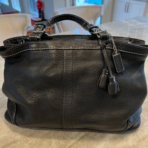 Black Pebbled Leather Coach Bag 16" x 10"